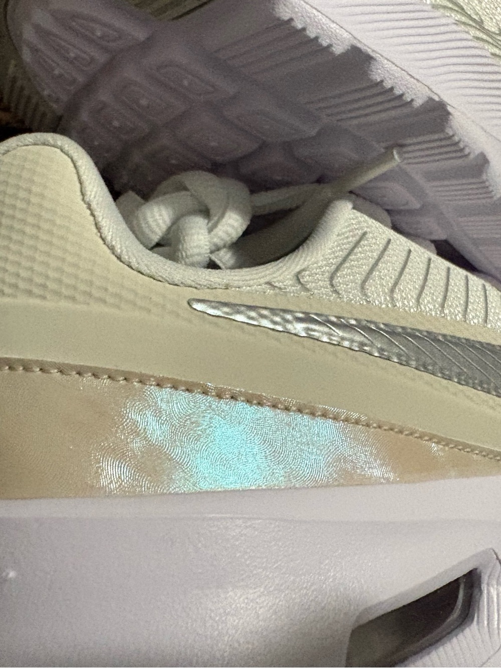 Nike Women’s White and Silver Air-Inspired Athletic Sneakers - Picture 2 of 6